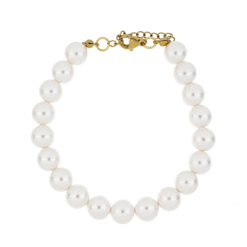 BRACCIALE CM 19+5 PERLA MM 4 IN ACCIAIO