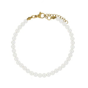 BRACCIALE CM 19+5 PERLA MM 4 IN ACCIAIO