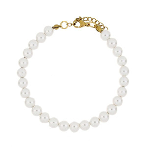 BRACCIALE CM 19+5 PERLA MM 4 IN ACCIAIO