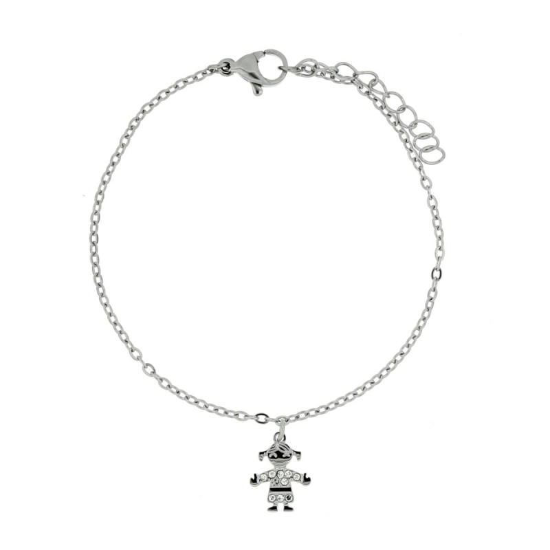 BRACCIALE PUPI E BALLERINE MM 9 IN ACCIAO CATENA 37+5