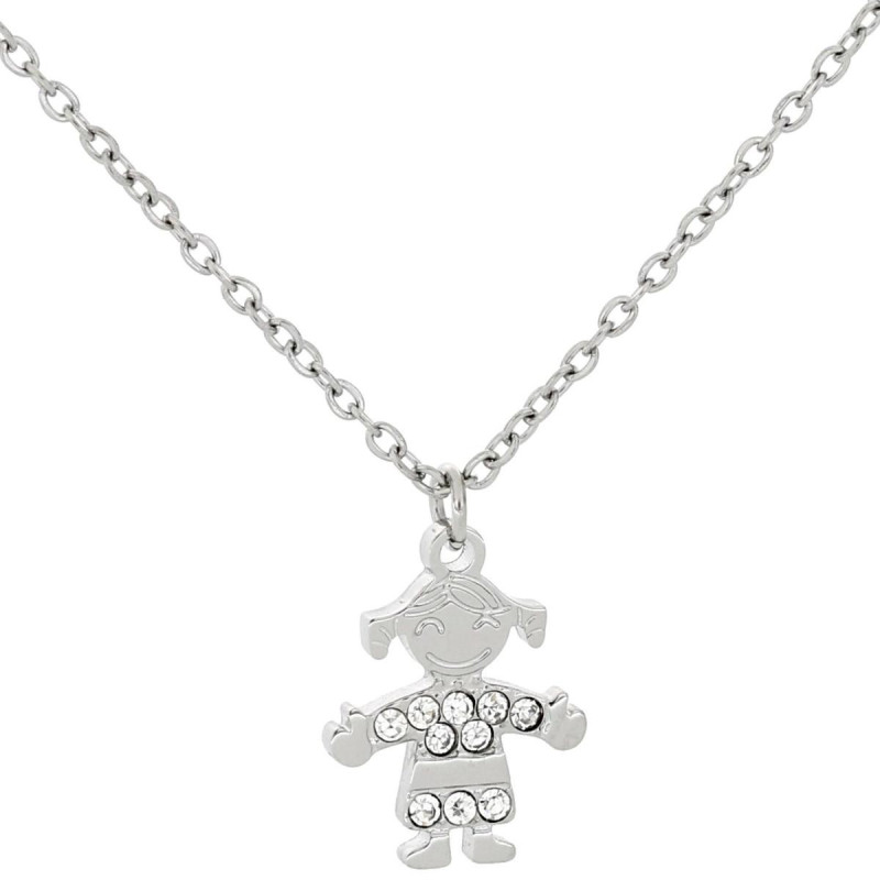 PENDENTE PUPI E BALLERINE MM 9 IN ACCIAO CATENA 37+5