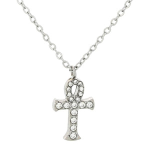 PENDENTE "SACRO" CROCE CON ZIRCONI IN ACCIAIO MM 15