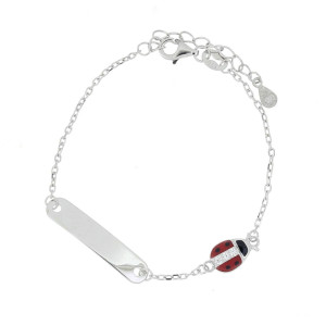 BRACCIALE BABY IN ARGENTO 925 CON TARGA E COCCINELLA