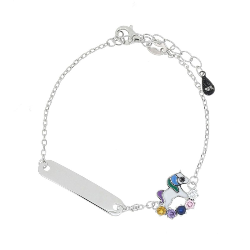 BRACCIALE BABY IN ARGENTO 925 CON TARGA E UNICORNO