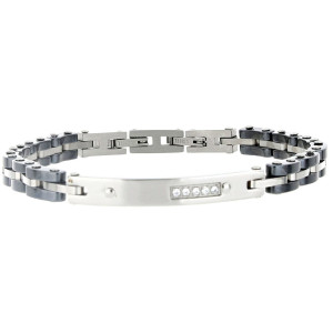 BRACCIALE UOMO IN ACCIAIO E CERAMICA
