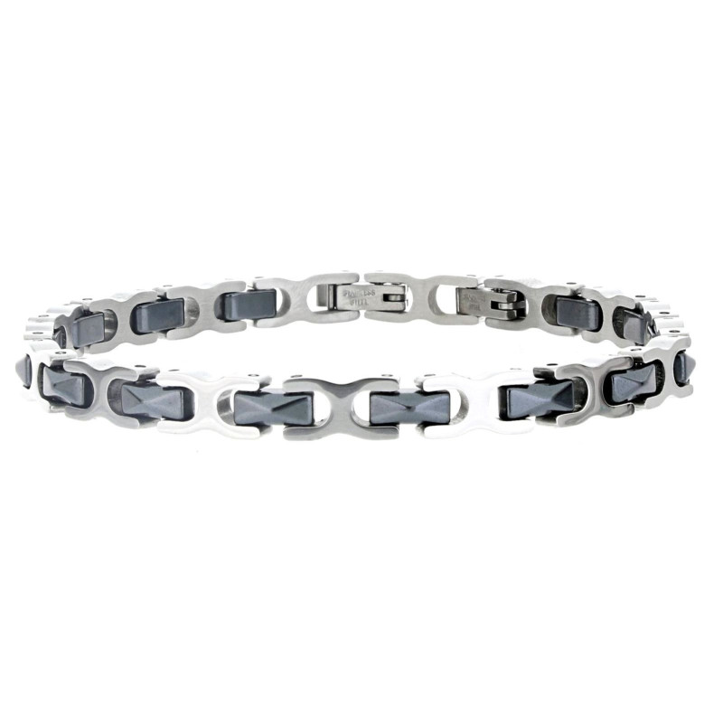 BRACCIALE UOMO IN ACCIAIO E CERAMICA