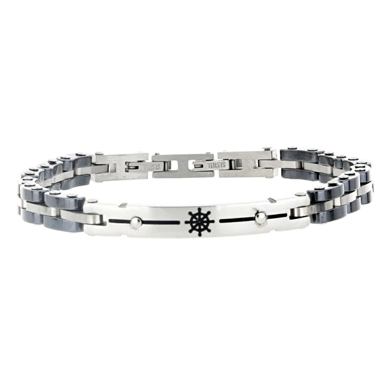BRACCIALE UOMO IN ACCIAIO E CERAMICA