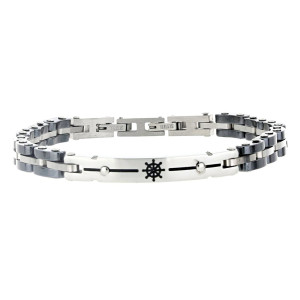 BRACCIALE UOMO IN ACCIAIO E CERAMICA
