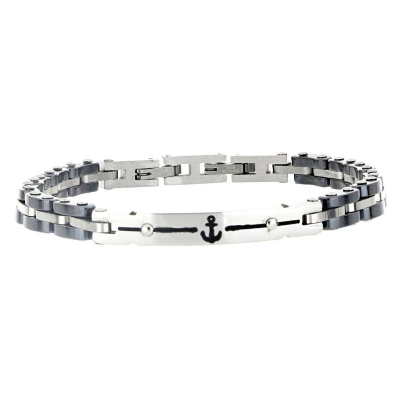 BRACCIALE UOMO IN ACCIAIO E CERAMICA