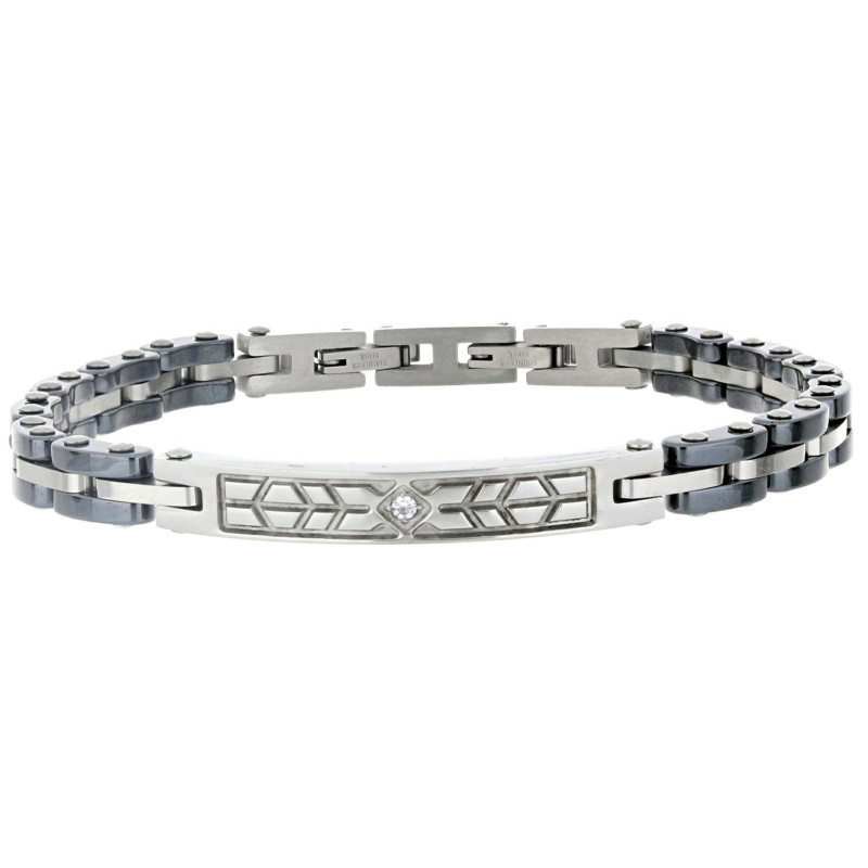 BRACCIALE UOMO IN ACCIAIO E CERAMICA