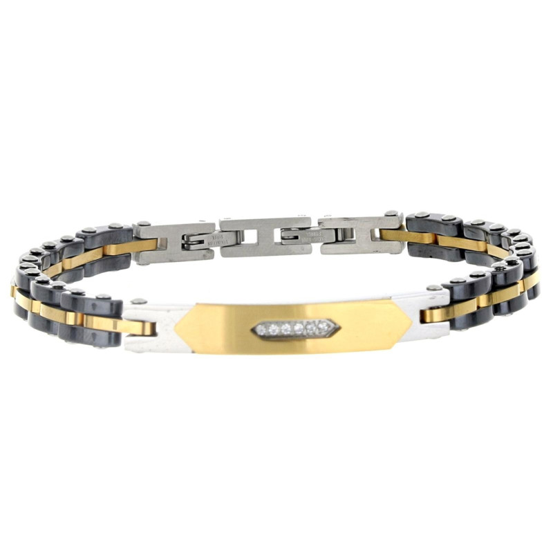 BRACCIALE UOMO IN ACCIAIO E CERAMICA