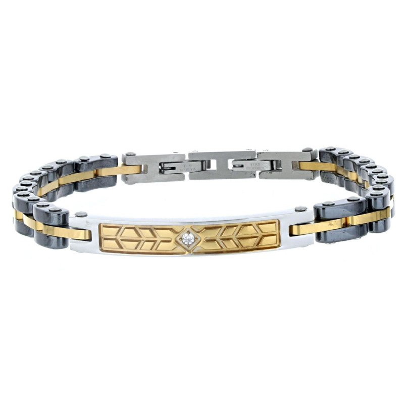 BRACCIALE UOMO IN ACCIAIO E CERAMICA
