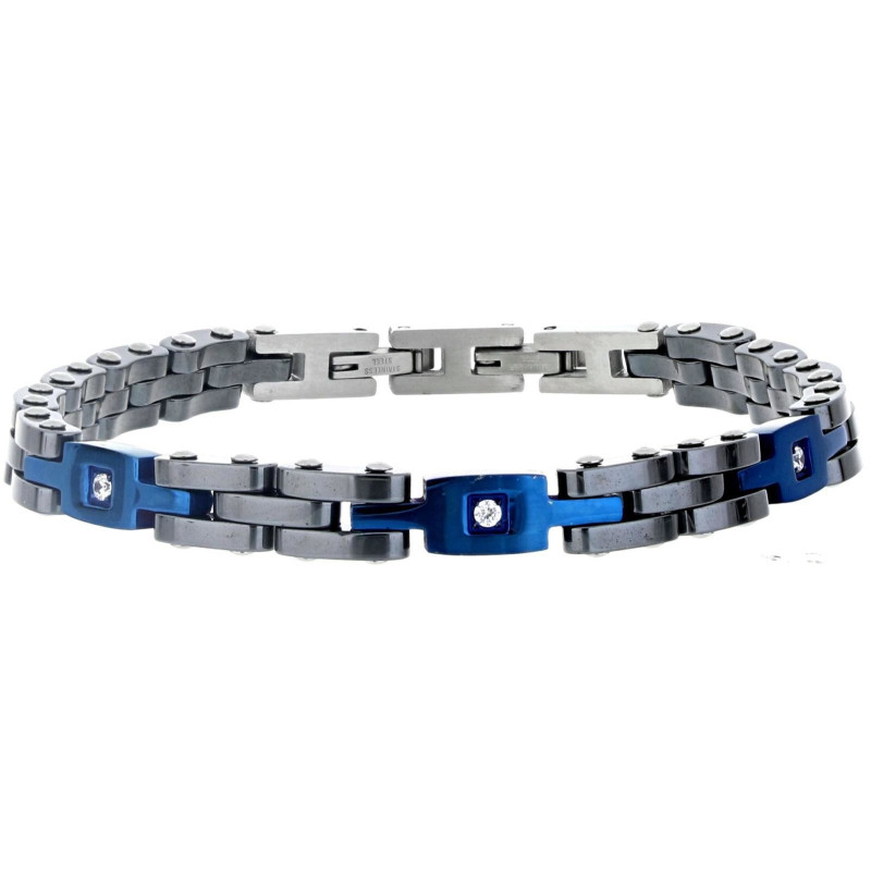 BRACCIALE UOMO IN ACCIAIO E CERAMICA