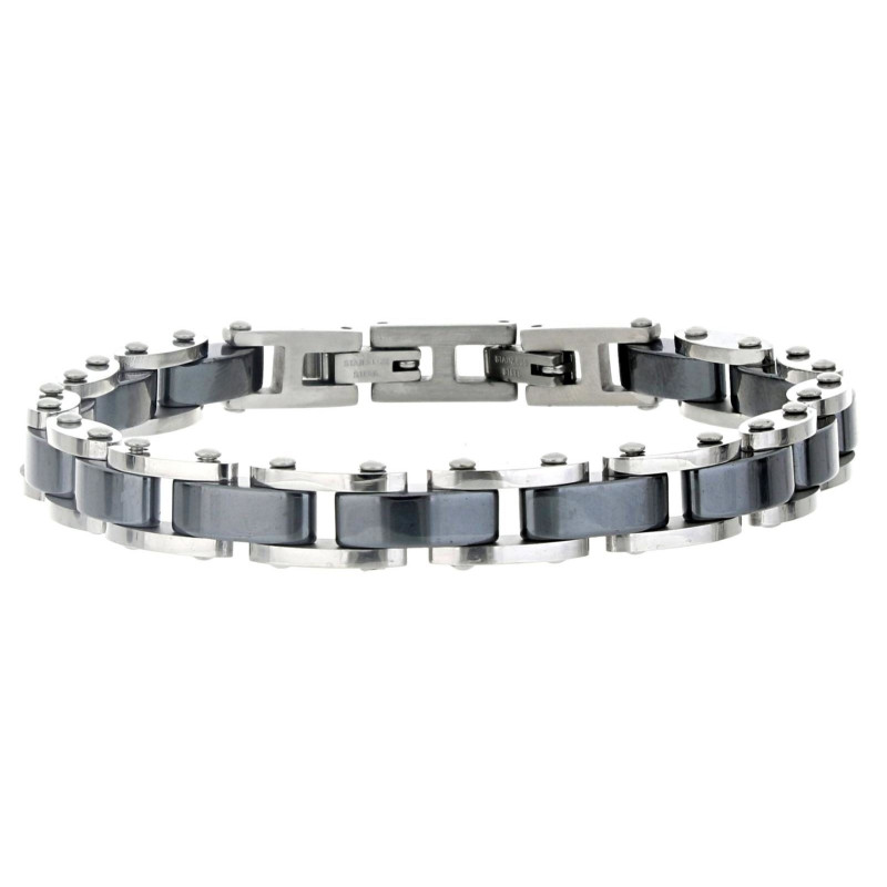 BRACCIALE UOMO IN ACCIAIO E CERAMICA
