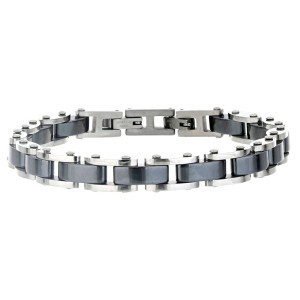 BRACCIALE UOMO IN ACCIAIO E CERAMICA