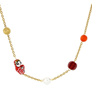 COLLANA KOKESHI CM 40+5 IN ACCIAIO MM 13