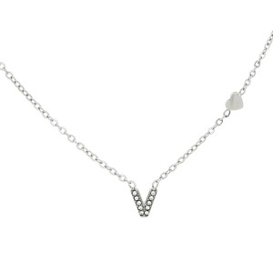 COLLANA LETTERA MM6 IN ACCIAIOCM 40+5