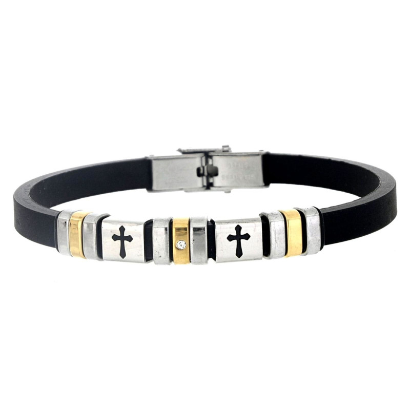 BRACCIALE UOMO IN SILICONE E ACCIAIO