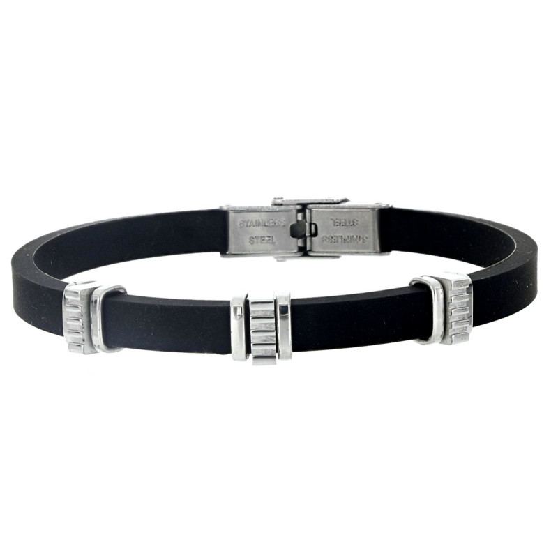 BRACCIALE UOMO IN SILICONE E ACCIAIO