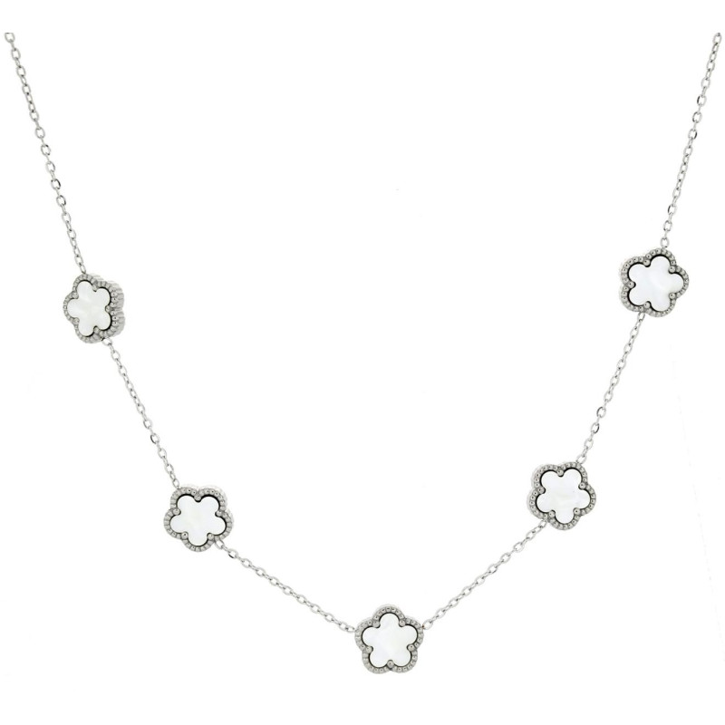 COLLANA CM 41+5 CALLIOPE IN ACCIAIO FIORE MM 12