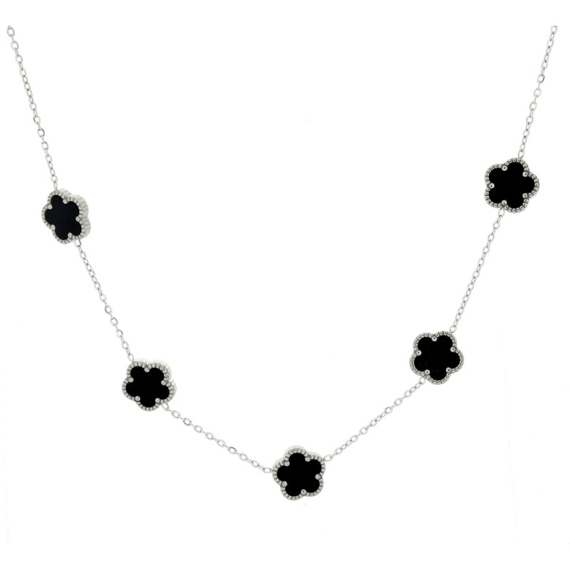 COLLANA CM 41+5 CALLIOPE IN ACCIAIO FIORE MM 12