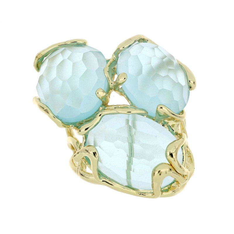 ANELLO IN OTTONO CON PERLA BAROCCA AVVENTURINA VERDE