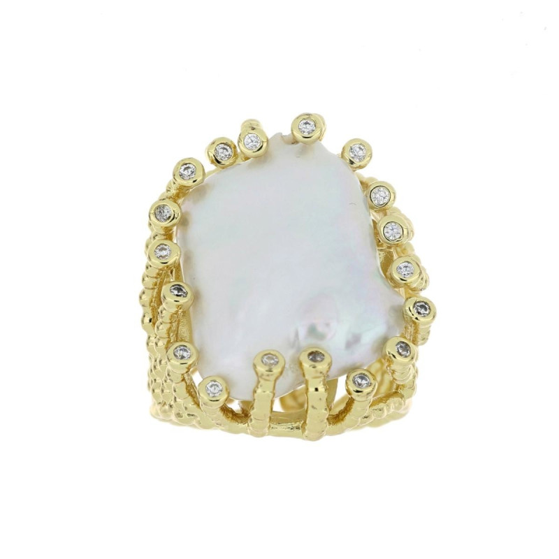 ANELLO IN OTTONO CON PERLA BAROCCA