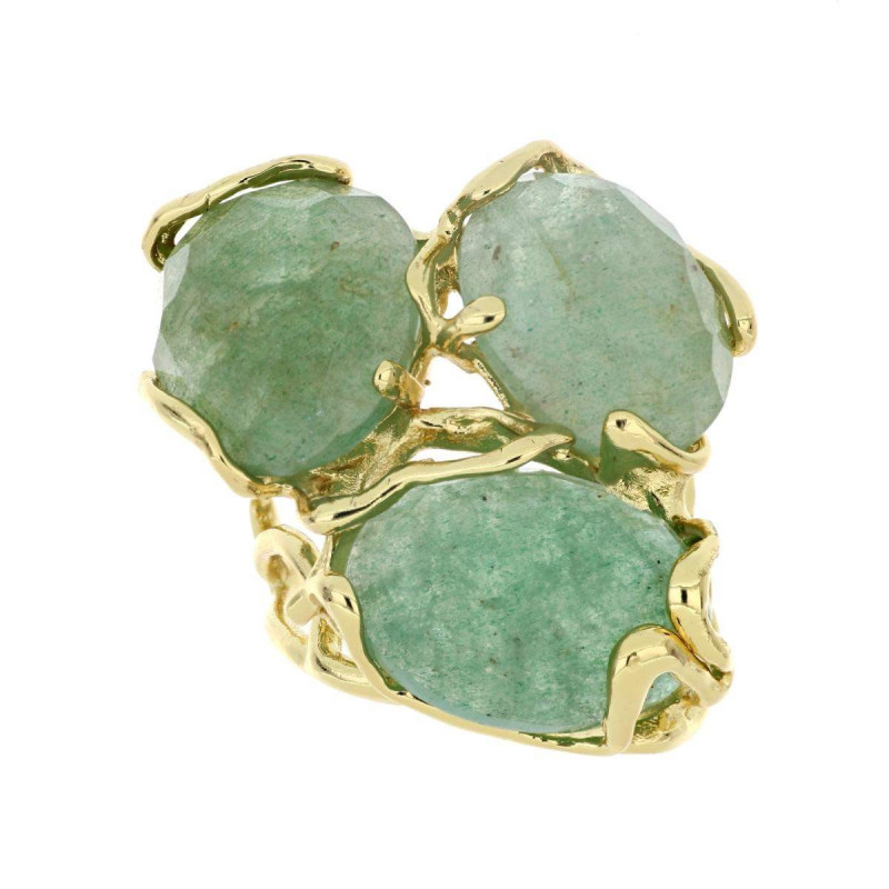 ANELLO IN OTTONO CON PERLA BAROCCA AGATA COLORATA