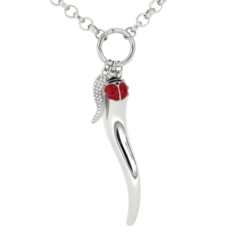 PENDENTE PORTAFORTUNA CON CATENA IN ACCIAO