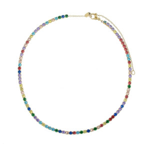 COLLANA "TENNIS" REGOLABILE A CHOKERS MM 3 E CM 31+10 IN ACCIAIO