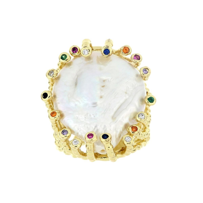 ANELLO IN OTTONO CON PERLA BAROCCA