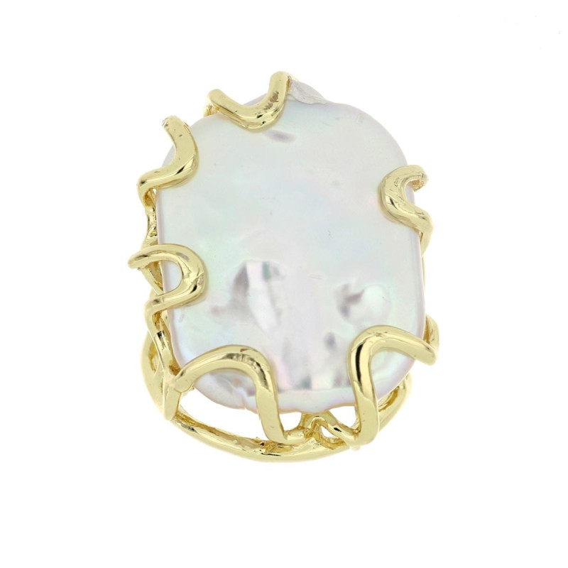 ANELLO IN OTTONO CON PERLA BAROCCA