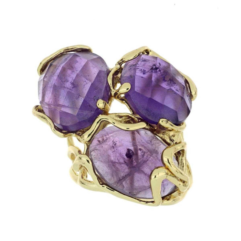 ANELLO IN OTTONO CON PERLA BAROCCA AMATISTA