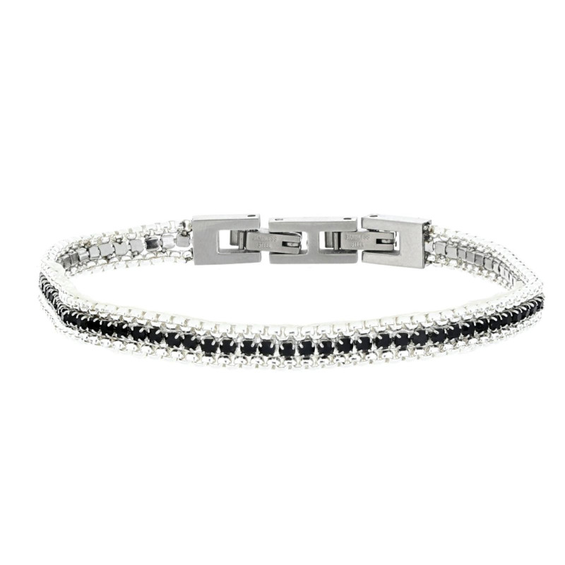 BRACCIALE TENNIS IN ACCIAIO CM 16+5