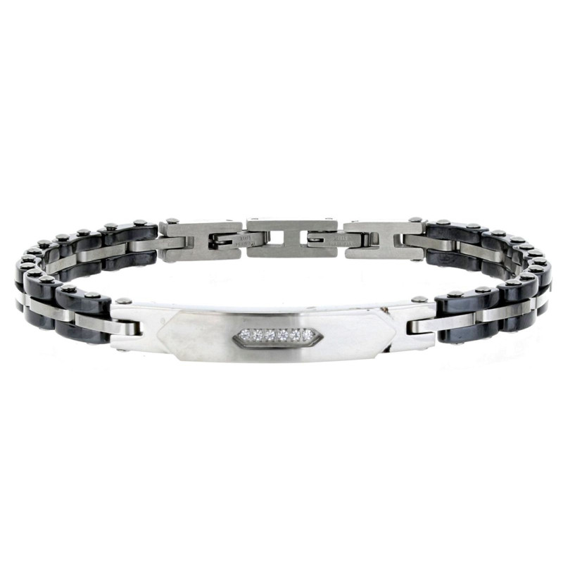 BRACCIALE UOMO IN ACCIAIO E CERAMICA