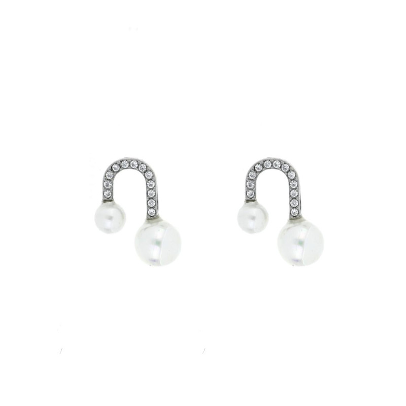 ORECCHINI ARTUME IN ACCIAIO PERLA MM 5