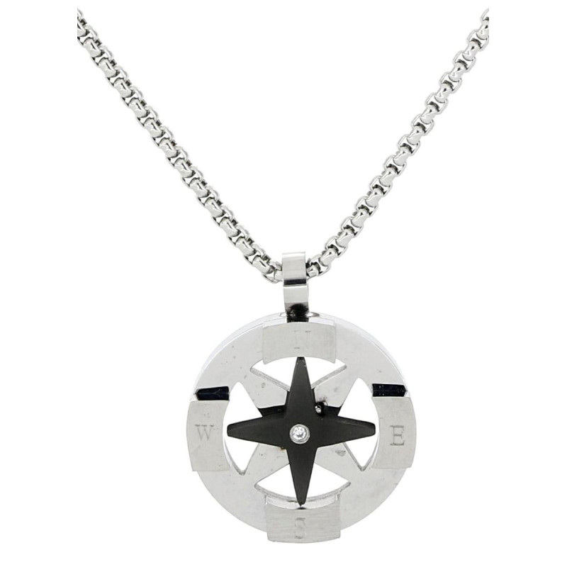 PENDENTE MM 18 UOMO IN ACCIAIO CATENA CM 45+5