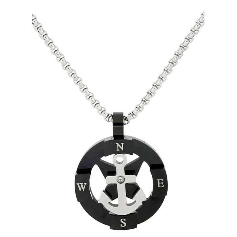 PENDENTE MM 24x18 UOMO IN ACCIAIO CATENA CM 45+5