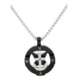 PENDENTE MM 24x18 UOMO IN ACCIAIO CATENA CM 45+5