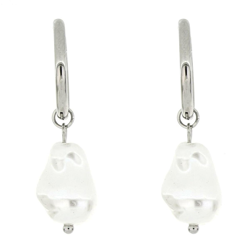 ORECCHINI PERLA MM 14 IN ACCIAIO