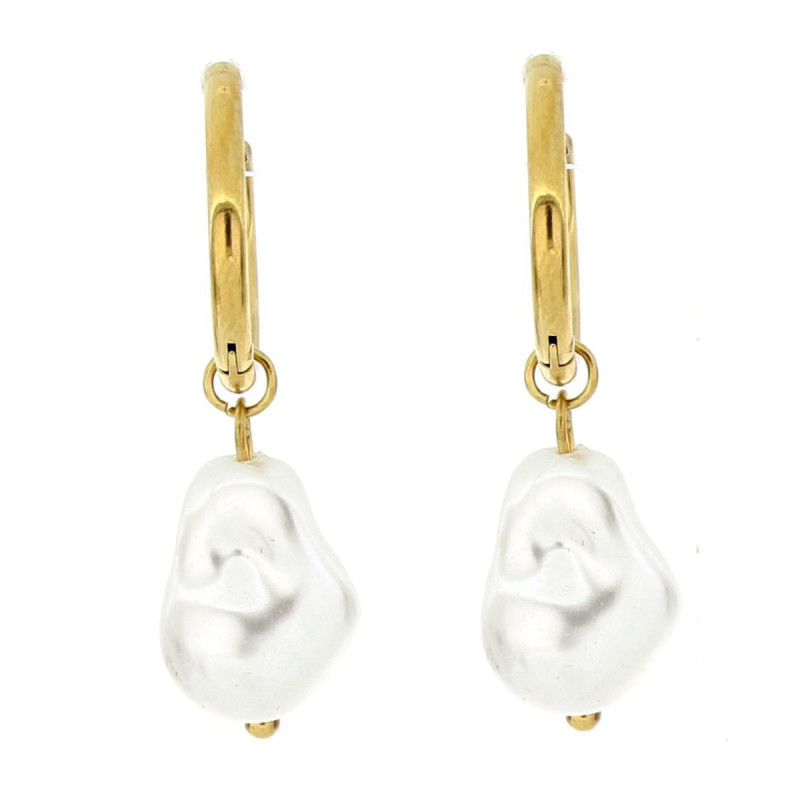 ORECCHINI PERLA MM 14 IN ACCIAIO