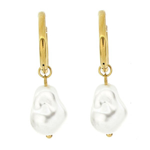 ORECCHINI PERLA MM 14 IN ACCIAIO