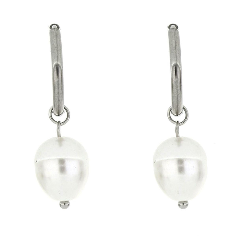 ORECCHINI PERLA MM 14 IN ACCIAIO