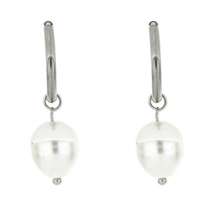 ORECCHINI PERLA MM 14 IN ACCIAIO