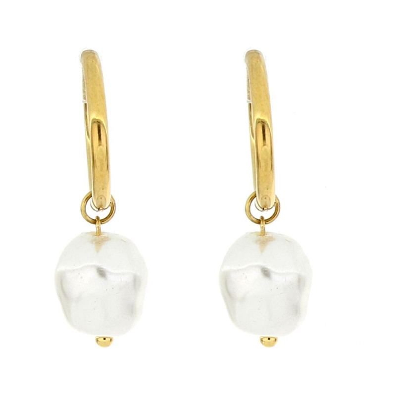 ORECCHINI PERLA MM 14 IN ACCIAIO