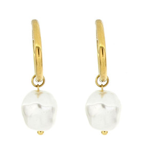 ORECCHINI PERLA MM 14 IN ACCIAIO