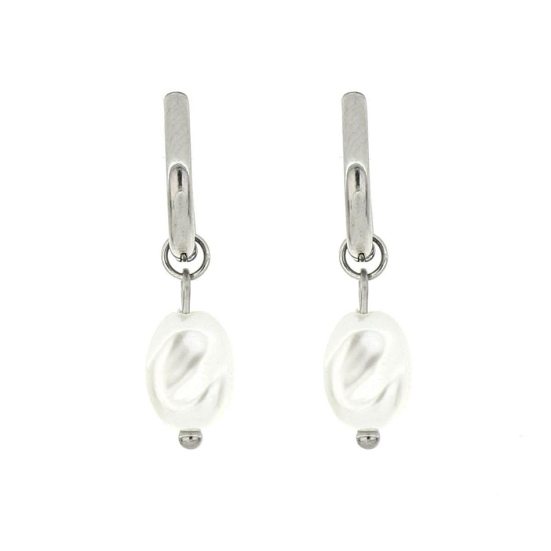 ORECCHINI PERLA MM 10 IN ACCIAIO