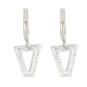 ORECCHINI BOCCOLA "ADANA" CON ZIRCONI IN ACCIAIO