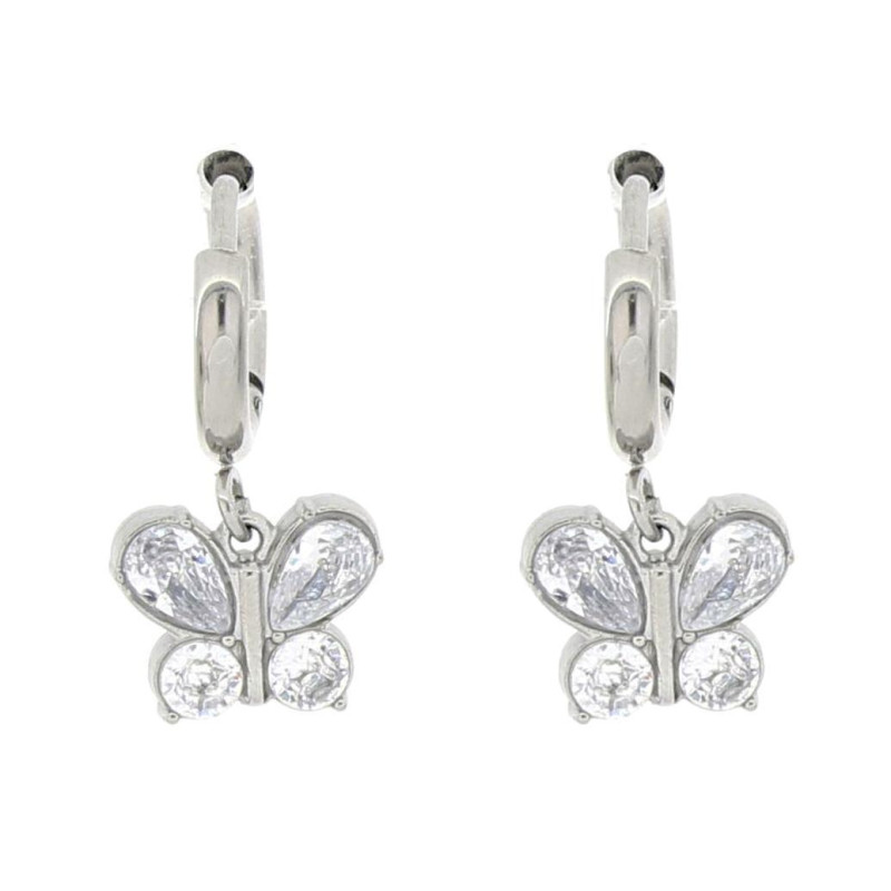 ORECCHINI "ADANA" BOCCOLA CON FARFALLA IN ACCIAIO