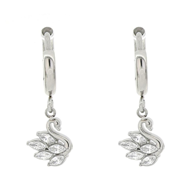 ORECCHINI "ADANA" BOCCOLA CON CIGNO IN ACCIAIO